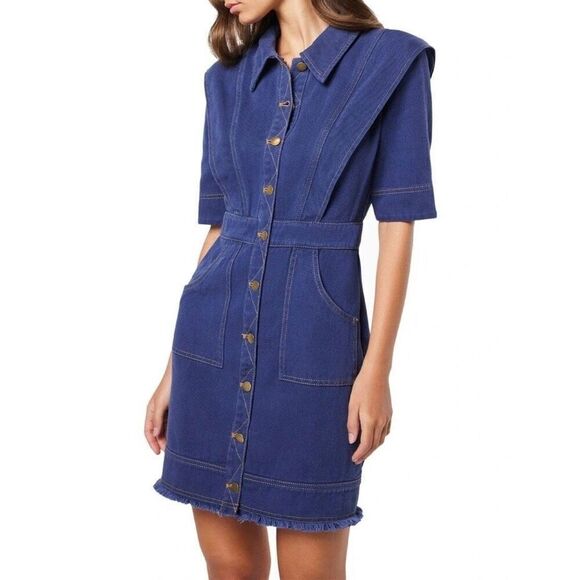 ELLIATT Moulten Demin Mini Dress in Indigo Birthday Brunch Dress size S NWT$290 - Picture 1 of 10